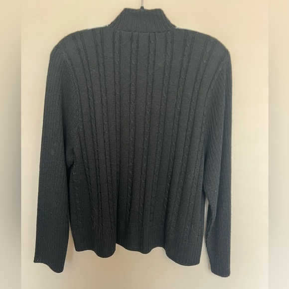 Vintage San Remo by Laura Knits Zip Sweater Black & Blue USA Size XL - Picture 2 of 4